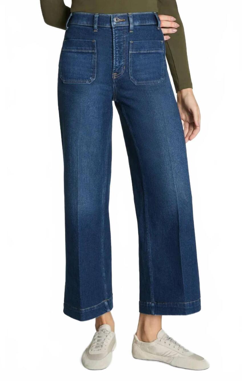 NEW SPANX crop wide leg jeans in adriatic blue